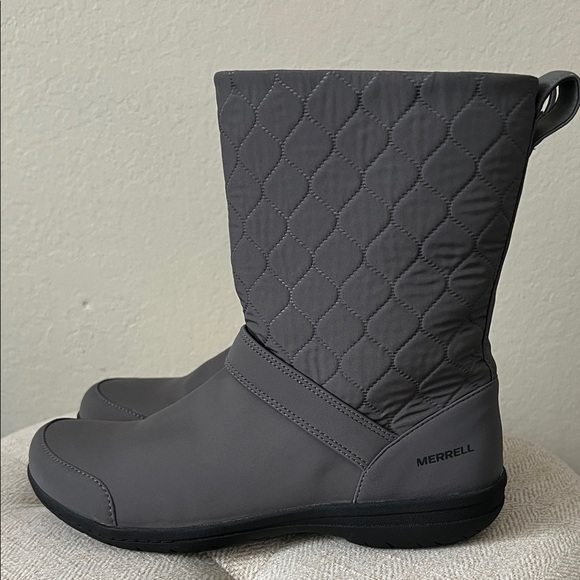 NWOT Merrell Encore Kassie Gray Quilted Winter Mid Calf Boots in Size 8.5 - Picture 2 of 8